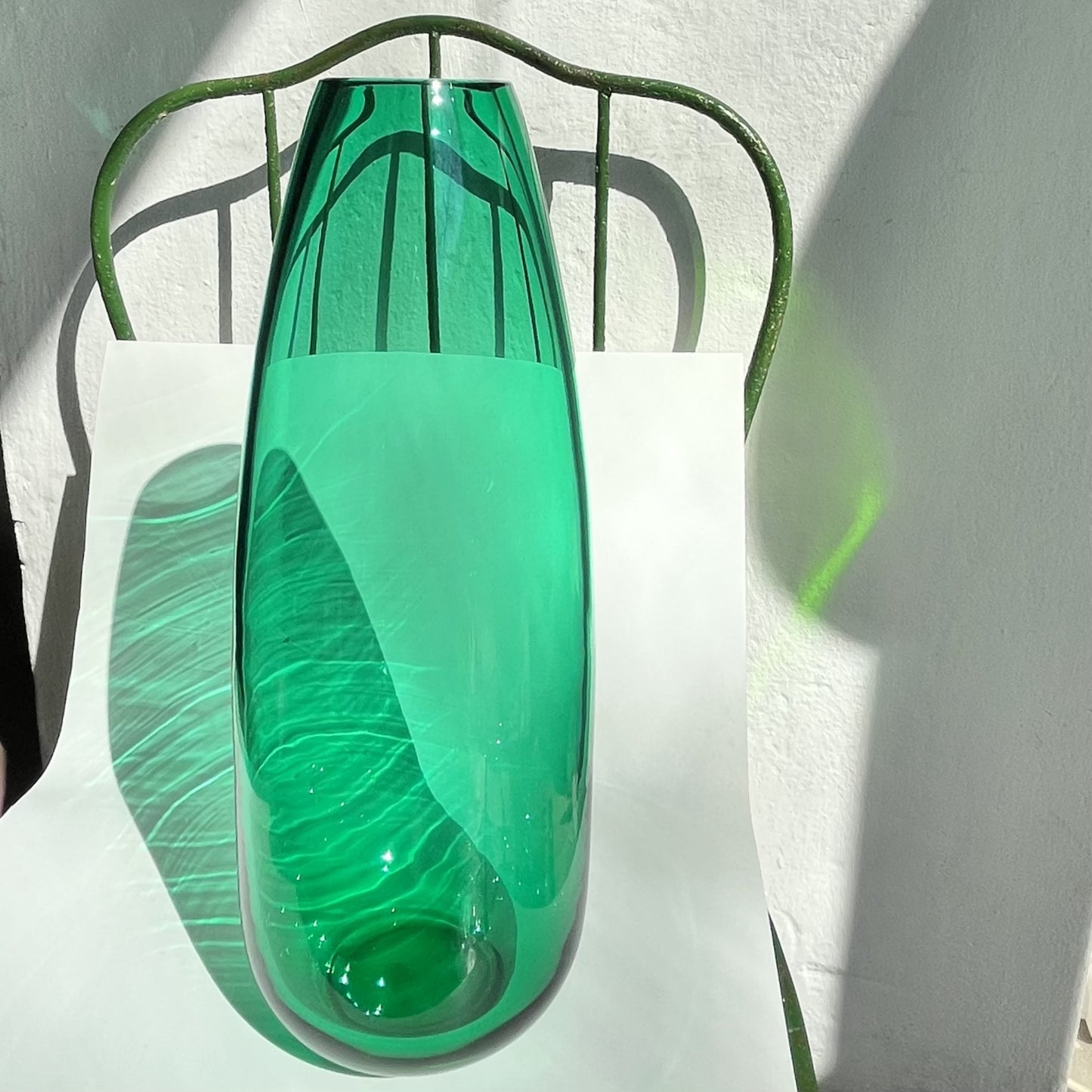 Glass Vase FEDERICA Color: Petrol Green