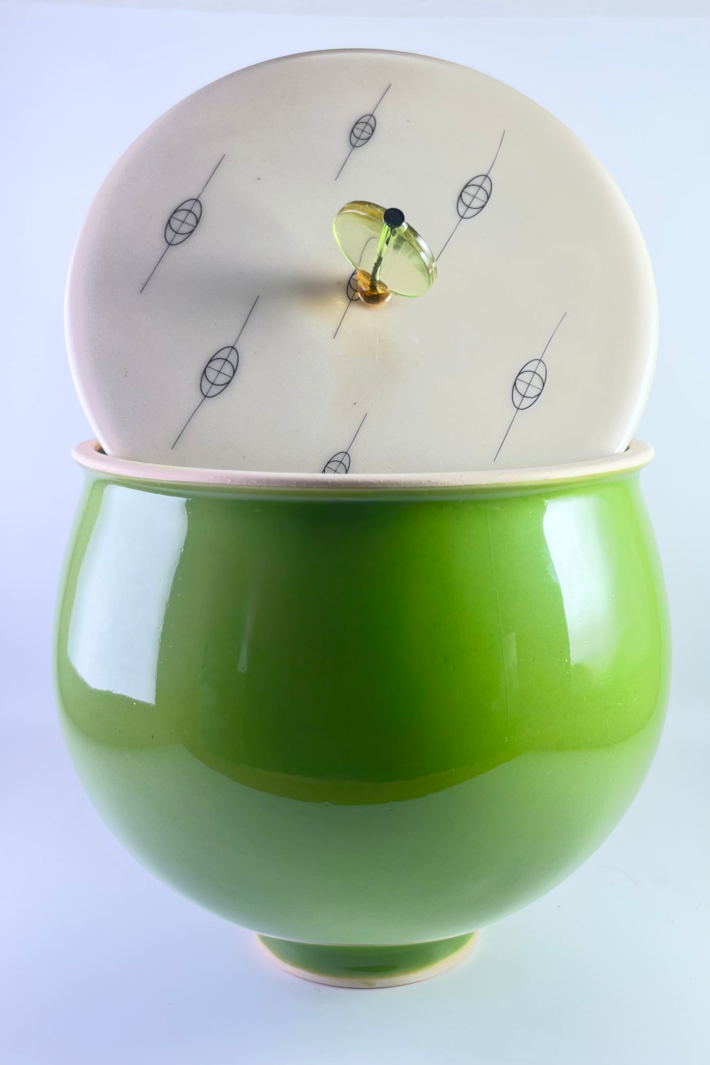 Green Can with Ornamental Lid Large