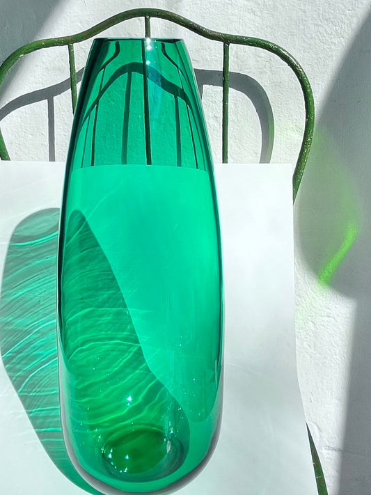 Glass Vase FEDERICA Color: Petrol Green