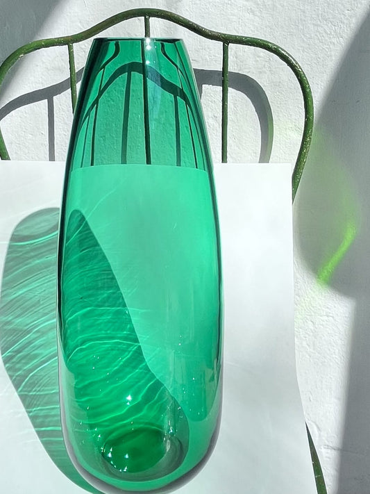 Glass Vase FEDERICA Color: Petrol Green