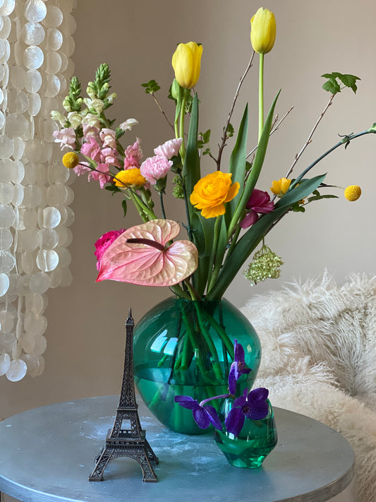 Glass vase THEA Color: Petrol H: 23cm