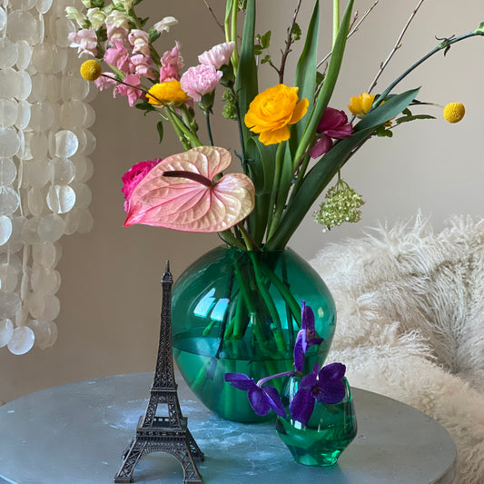 Glass vase THEA Color: Petrol H: 23cm