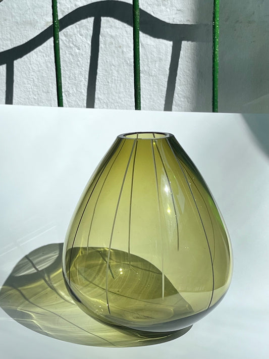 Glass Vase TINE Color: Olive