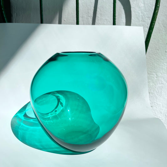 Glass Vase THEA Color: petrol green H: 23cm